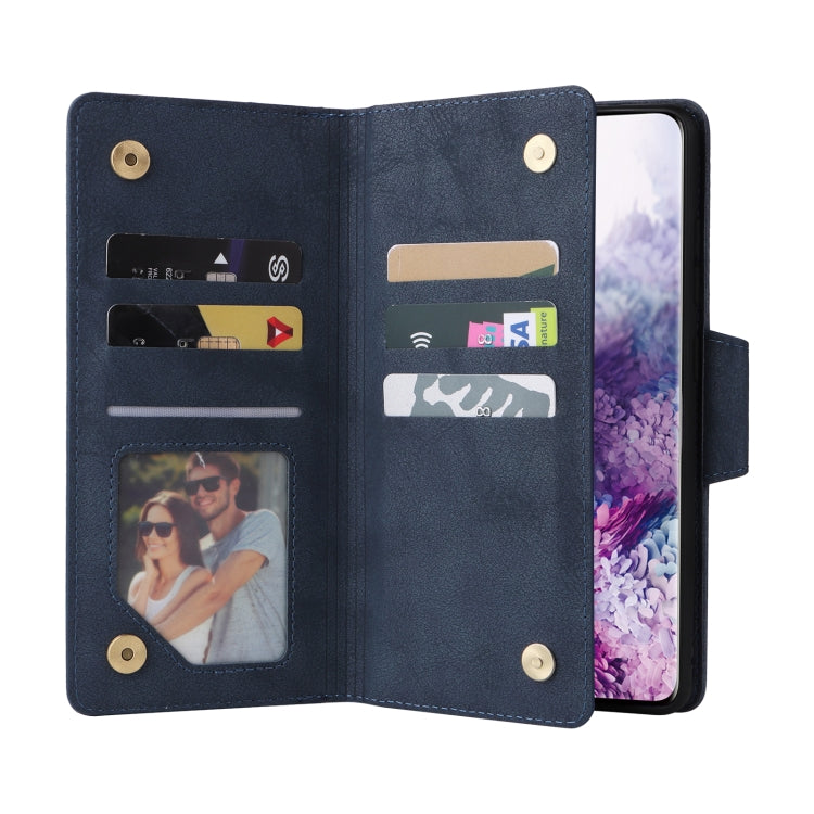 For Samsung Galaxy S20 Rivet Buckle 9 Cards Three Fold Leather Phone Case