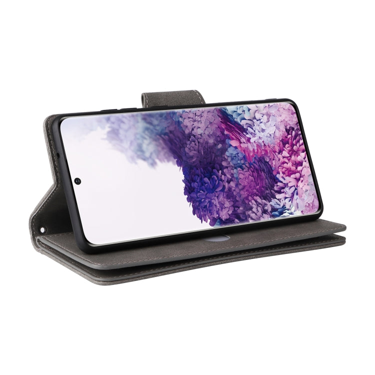 For Samsung Galaxy S20 Rivet Buckle 9 Cards Three Fold Leather Phone Case
