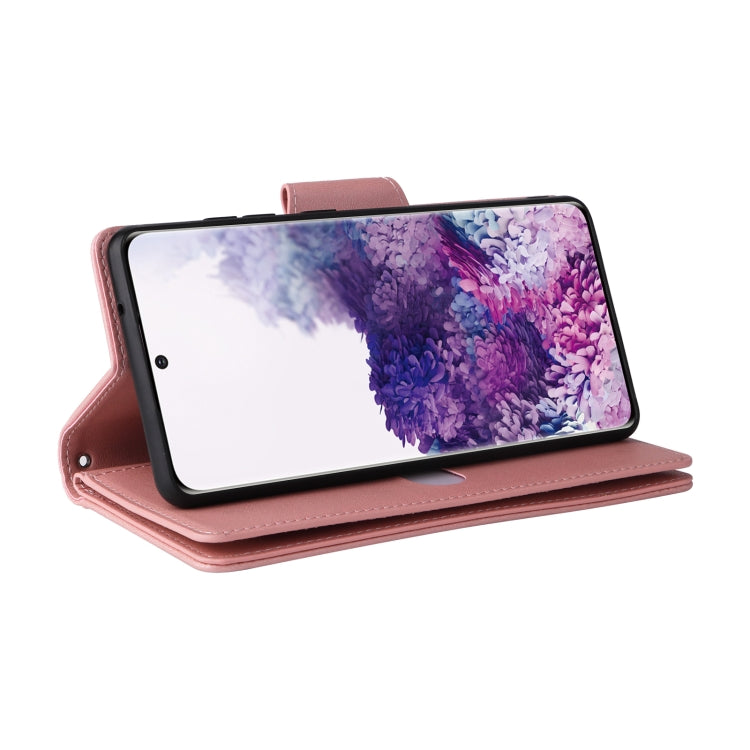 For Samsung Galaxy S20 Rivet Buckle 9 Cards Three Fold Leather Phone Case