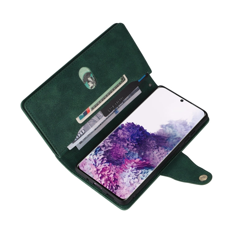 For Samsung Galaxy S20 Rivet Buckle 9 Cards Three Fold Leather Phone Case