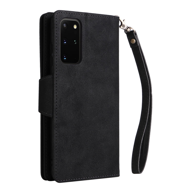 For Samsung Galaxy S20+ Rivet Buckle 9 Cards Three Fold Leather Phone Case