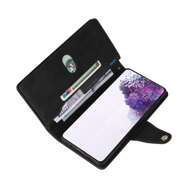 For Samsung Galaxy S20+ Rivet Buckle 9 Cards Three Fold Leather Phone Case