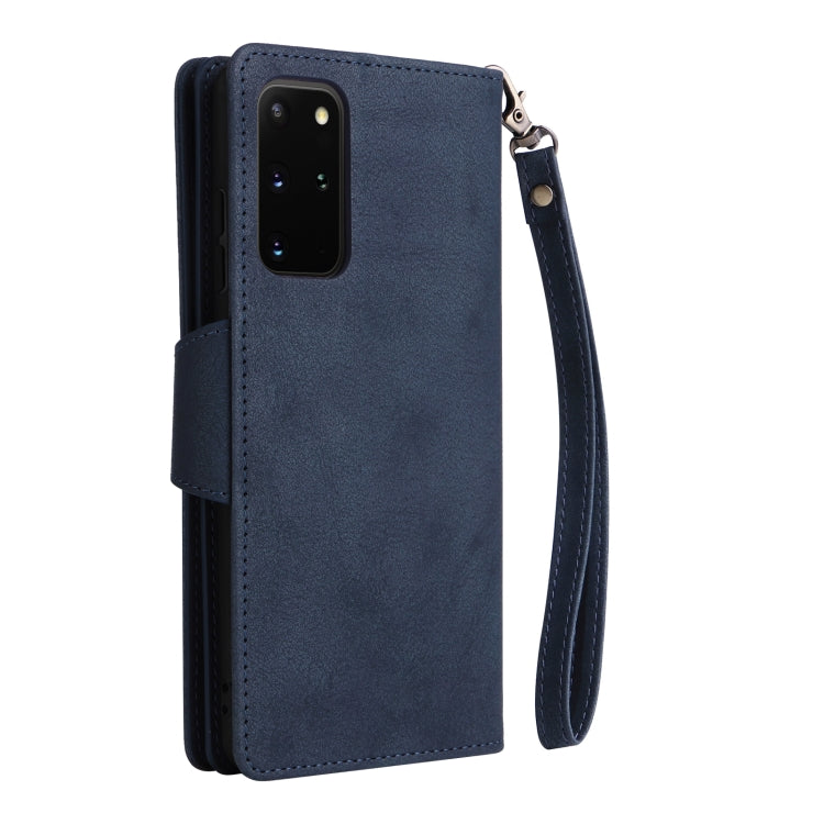 For Samsung Galaxy S20+ Rivet Buckle 9 Cards Three Fold Leather Phone Case