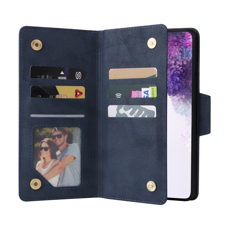 For Samsung Galaxy S20+ Rivet Buckle 9 Cards Three Fold Leather Phone Case