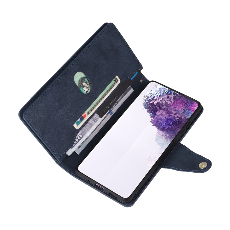 For Samsung Galaxy S20+ Rivet Buckle 9 Cards Three Fold Leather Phone Case