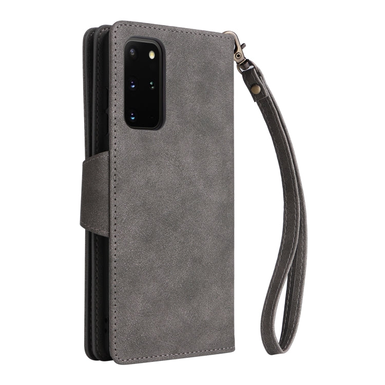 For Samsung Galaxy S20+ Rivet Buckle 9 Cards Three Fold Leather Phone Case