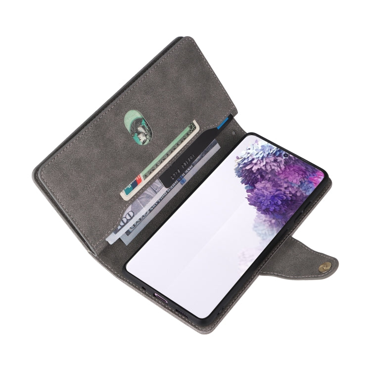 For Samsung Galaxy S20+ Rivet Buckle 9 Cards Three Fold Leather Phone Case