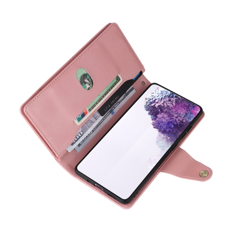 For Samsung Galaxy S20+ Rivet Buckle 9 Cards Three Fold Leather Phone Case