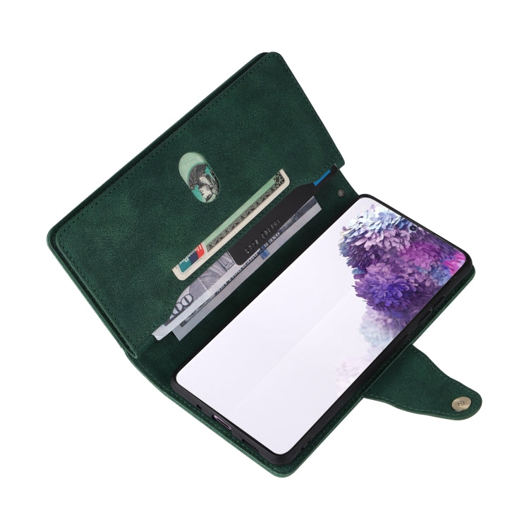 For Samsung Galaxy S20+ Rivet Buckle 9 Cards Three Fold Leather Phone Case