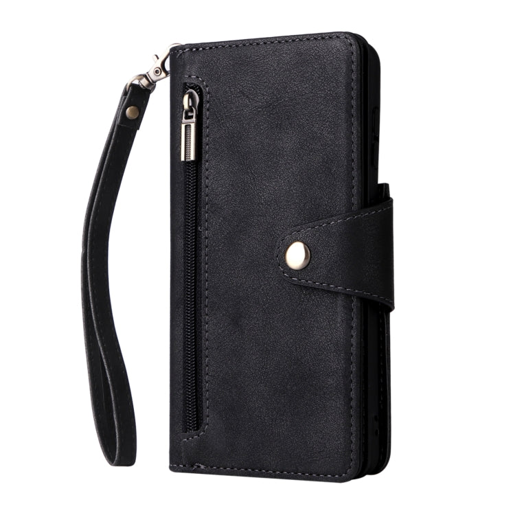 For Samsung Galaxy S21 5G Rivet Buckle 9 Cards Three Fold Leather Phone Case