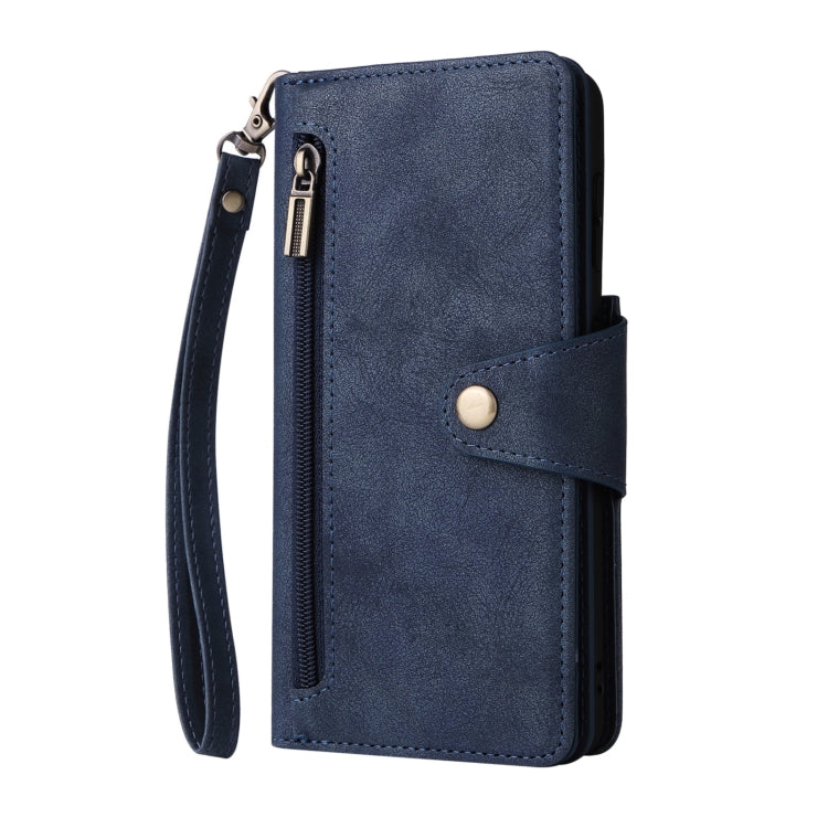 For Samsung Galaxy S21 5G Rivet Buckle 9 Cards Three Fold Leather Phone Case