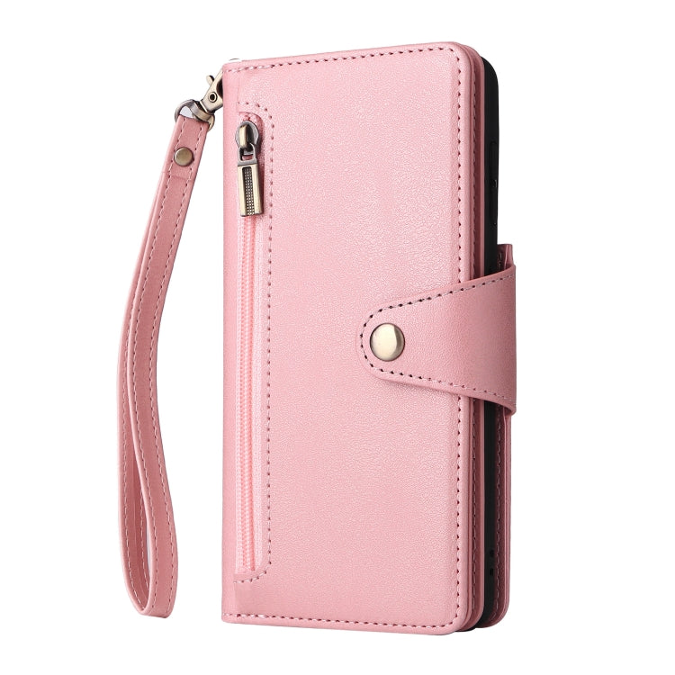 For Samsung Galaxy S21 5G Rivet Buckle 9 Cards Three Fold Leather Phone Case