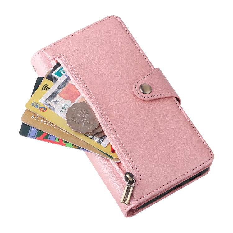 For Samsung Galaxy S21 5G Rivet Buckle 9 Cards Three Fold Leather Phone Case