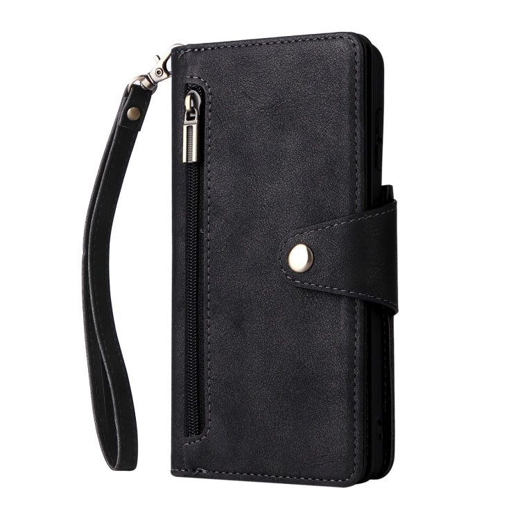 For Samsung Galaxy S21+ Rivet Buckle 9 Cards Three Fold Leather Phone Case