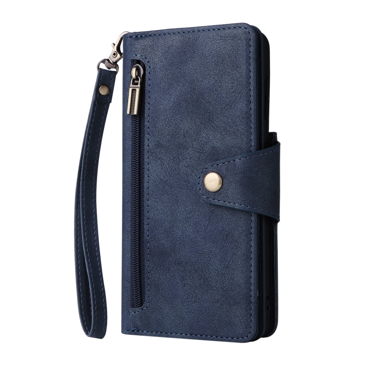 For Samsung Galaxy S21+ Rivet Buckle 9 Cards Three Fold Leather Phone Case