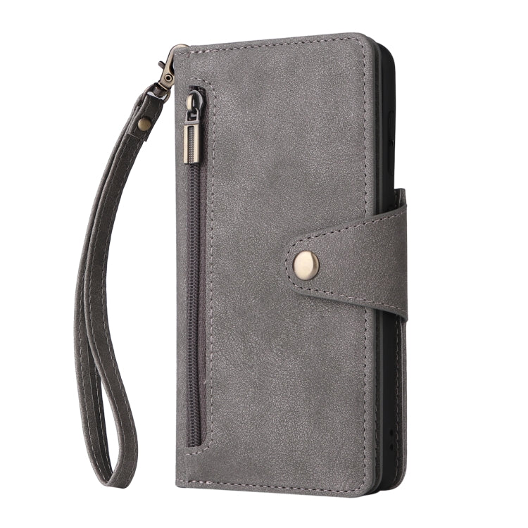 For Samsung Galaxy S21+ Rivet Buckle 9 Cards Three Fold Leather Phone Case