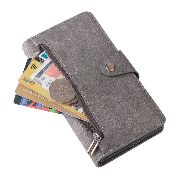 For Samsung Galaxy S21+ Rivet Buckle 9 Cards Three Fold Leather Phone Case