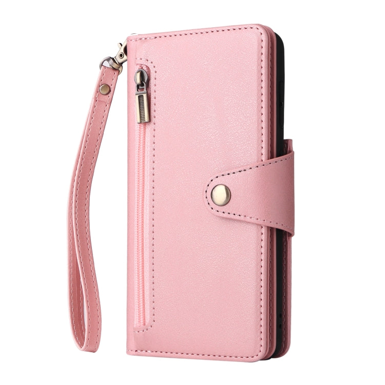 For Samsung Galaxy S21+ Rivet Buckle 9 Cards Three Fold Leather Phone Case
