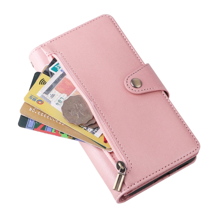 For Samsung Galaxy S21+ Rivet Buckle 9 Cards Three Fold Leather Phone Case