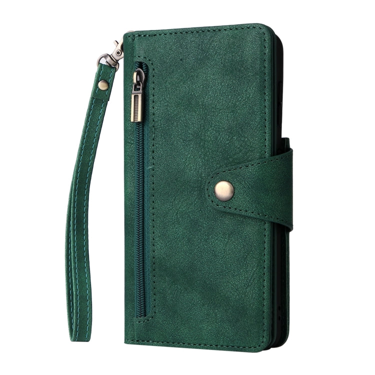 For Samsung Galaxy S21+ Rivet Buckle 9 Cards Three Fold Leather Phone Case