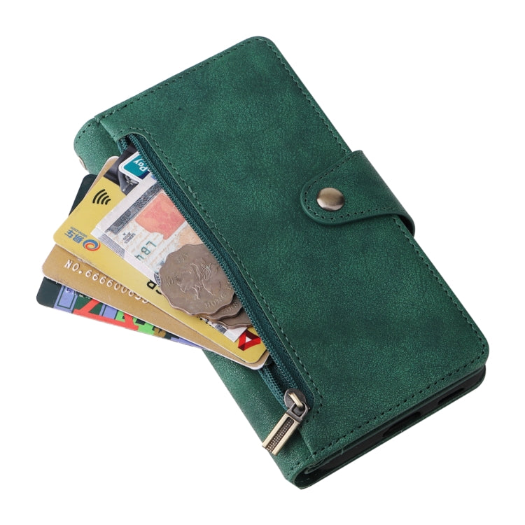 For Samsung Galaxy S21+ Rivet Buckle 9 Cards Three Fold Leather Phone Case