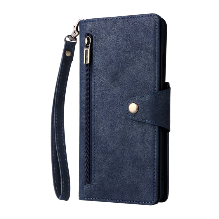 For Samsung Galaxy S21 Ultra 5G Rivet Buckle 9 Cards Three Fold Leather Phone Case