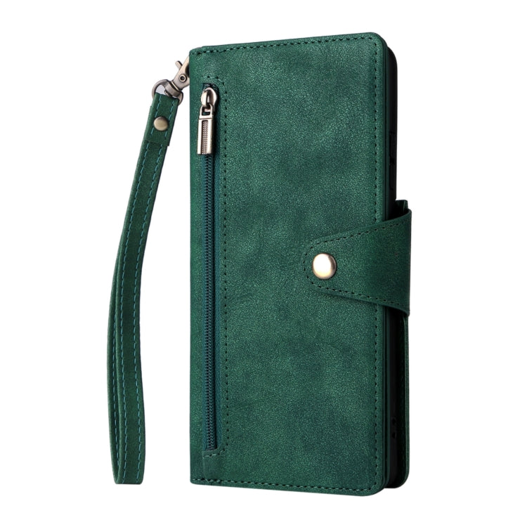 For Samsung Galaxy S21 Ultra 5G Rivet Buckle 9 Cards Three Fold Leather Phone Case