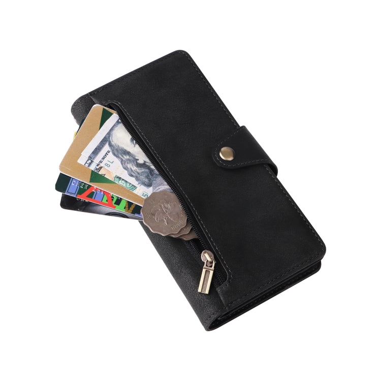 For Samsung Galaxy S22 Rivet Buckle 9 Cards Three Fold Leather Phone Case