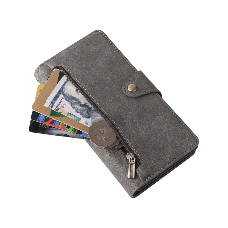 For Samsung Galaxy S22 Rivet Buckle 9 Cards Three Fold Leather Phone Case