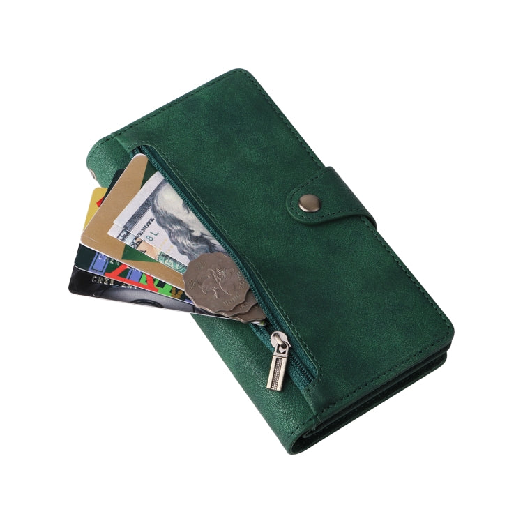 For Samsung Galaxy S22 Rivet Buckle 9 Cards Three Fold Leather Phone Case