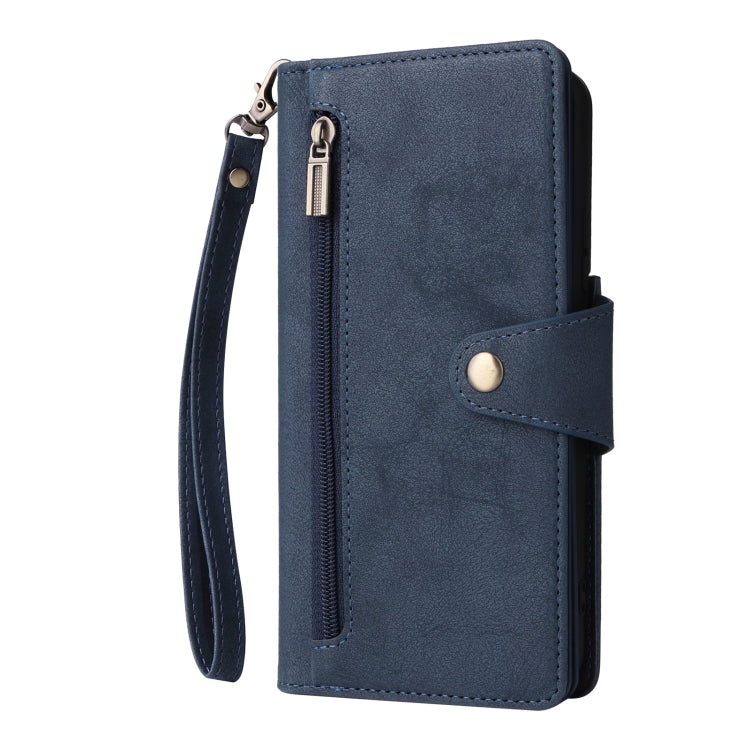 For Samsung Galaxy S22+ Rivet Buckle 9 Cards Three Fold Leather Phone Case