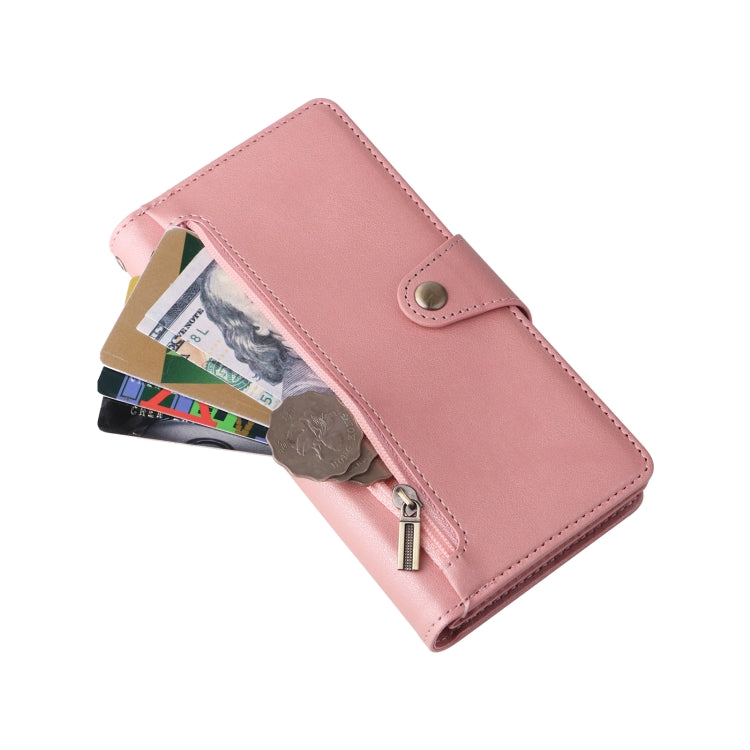For Samsung Galaxy S22+ Rivet Buckle 9 Cards Three Fold Leather Phone Case