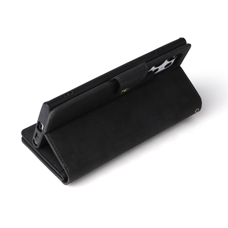 For Samsung Galaxy S22 Ultra 5G Rivet Buckle 9 Cards Three Fold Leather Phone Case
