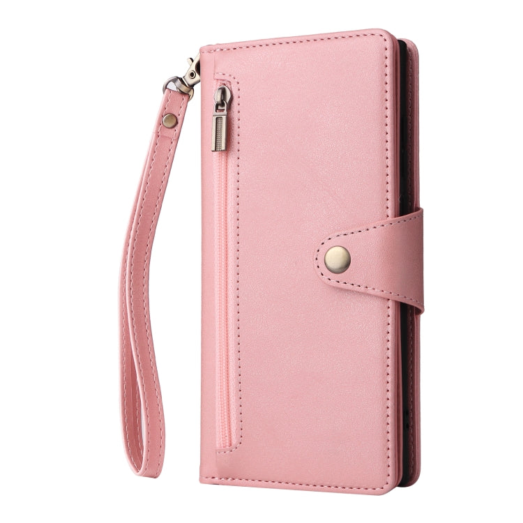 For Samsung Galaxy S22 Ultra 5G Rivet Buckle 9 Cards Three Fold Leather Phone Case