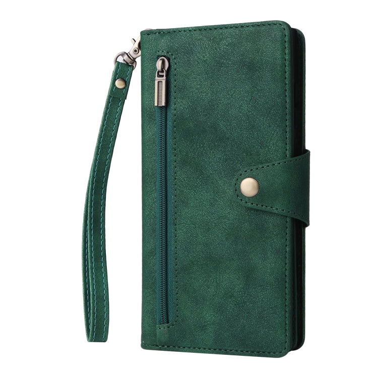 For Samsung Galaxy S22 Ultra 5G Rivet Buckle 9 Cards Three Fold Leather Phone Case