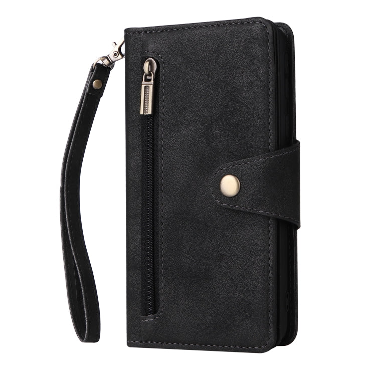 For Samsung Galaxy A01 Core Rivet Buckle 9 Cards Three Fold Leather Phone Case