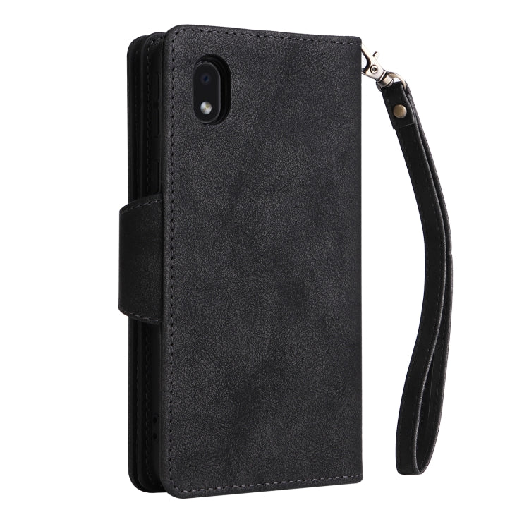 For Samsung Galaxy A01 Core Rivet Buckle 9 Cards Three Fold Leather Phone Case