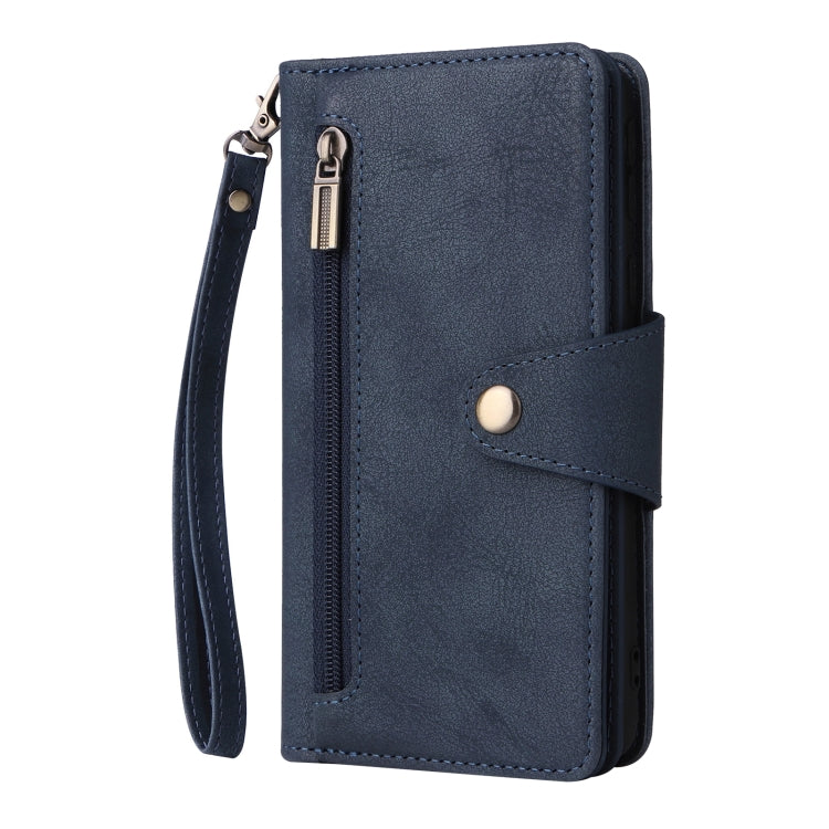 For Samsung Galaxy A01 Core Rivet Buckle 9 Cards Three Fold Leather Phone Case
