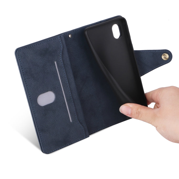 For Samsung Galaxy A01 Core Rivet Buckle 9 Cards Three Fold Leather Phone Case