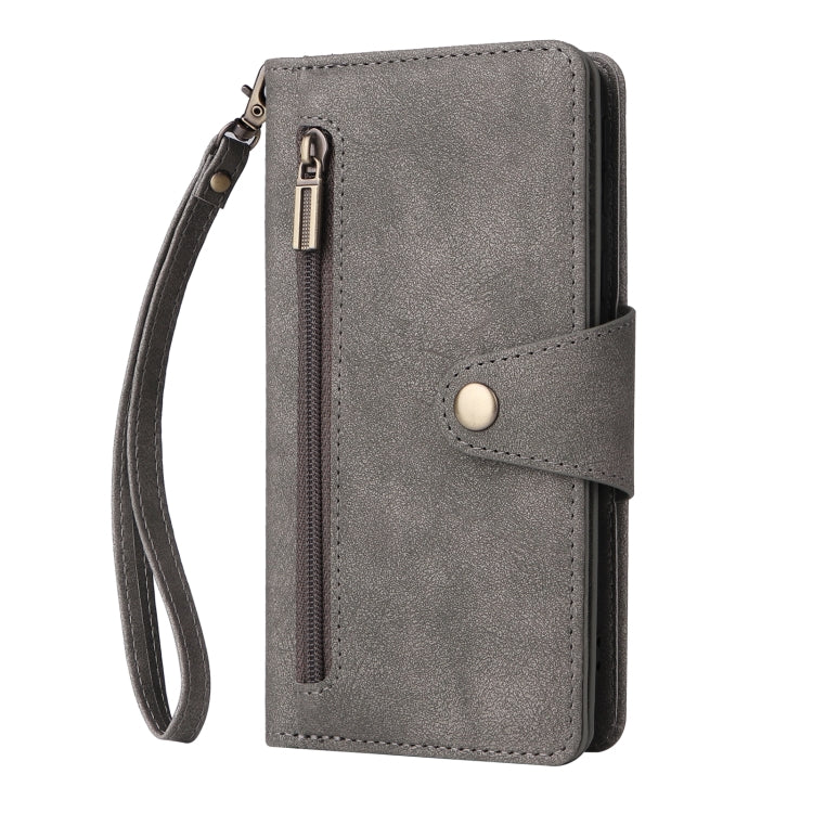 For Samsung Galaxy A01 Core Rivet Buckle 9 Cards Three Fold Leather Phone Case