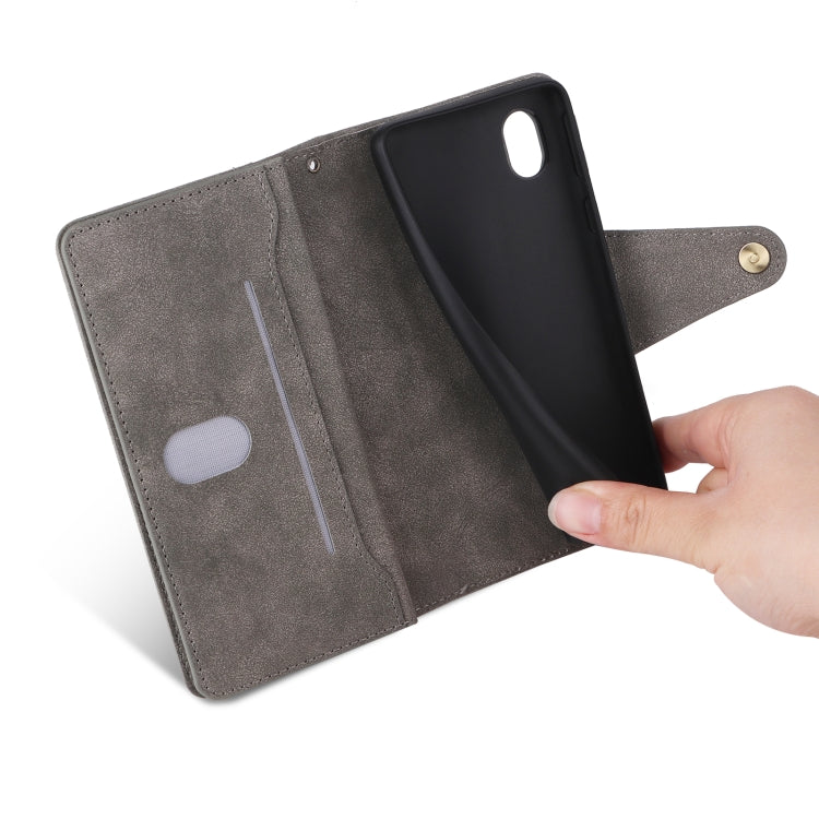For Samsung Galaxy A01 Core Rivet Buckle 9 Cards Three Fold Leather Phone Case
