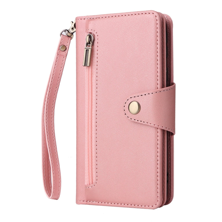 For Samsung Galaxy A01 Core Rivet Buckle 9 Cards Three Fold Leather Phone Case