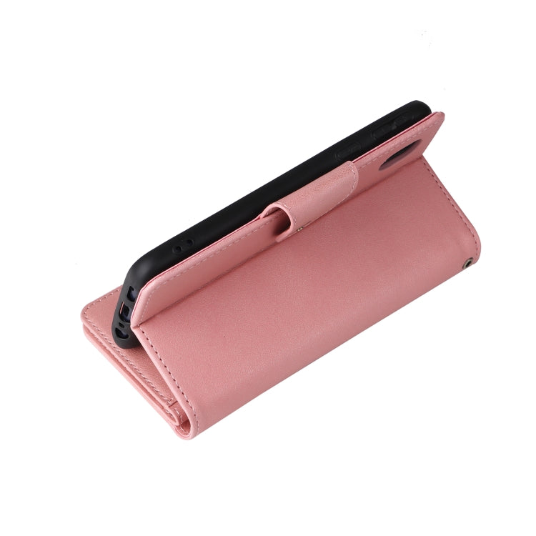 For Samsung Galaxy A01 Core Rivet Buckle 9 Cards Three Fold Leather Phone Case