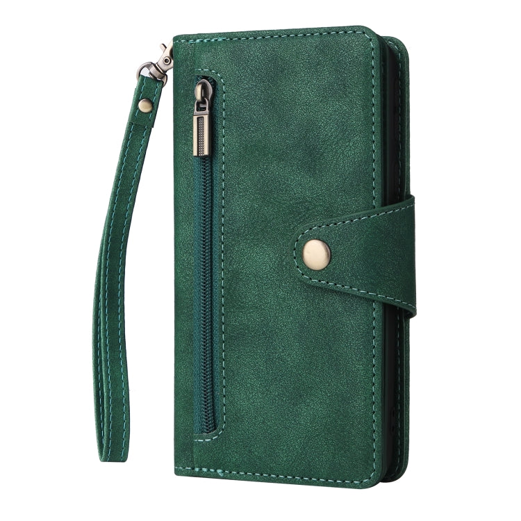 For Samsung Galaxy A01 Core Rivet Buckle 9 Cards Three Fold Leather Phone Case