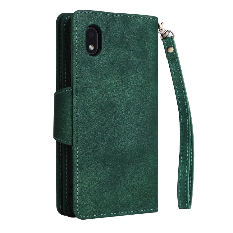 For Samsung Galaxy A01 Core Rivet Buckle 9 Cards Three Fold Leather Phone Case