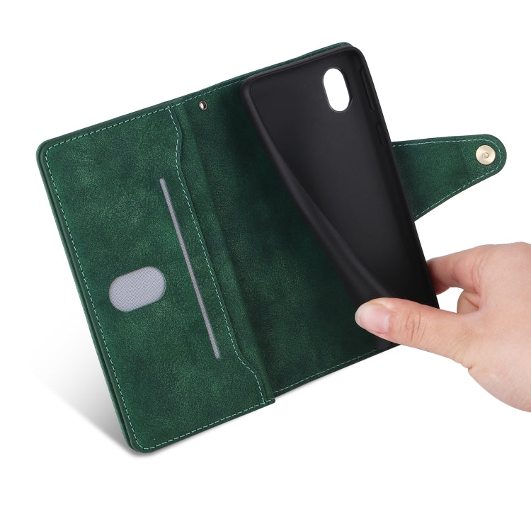 For Samsung Galaxy A01 Core Rivet Buckle 9 Cards Three Fold Leather Phone Case