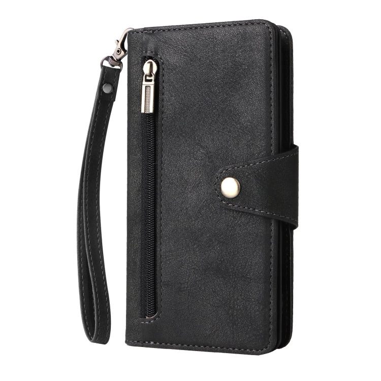 For Samsung Galaxy A01 EU Version Rivet Buckle 9 Cards Three Fold Leather Phone Case