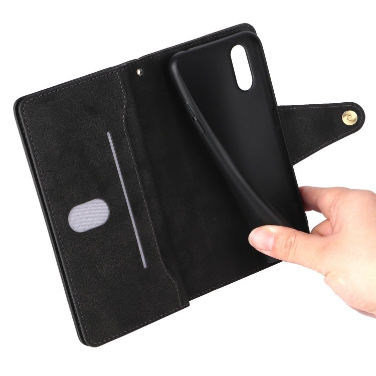 For Samsung Galaxy A01 EU Version Rivet Buckle 9 Cards Three Fold Leather Phone Case