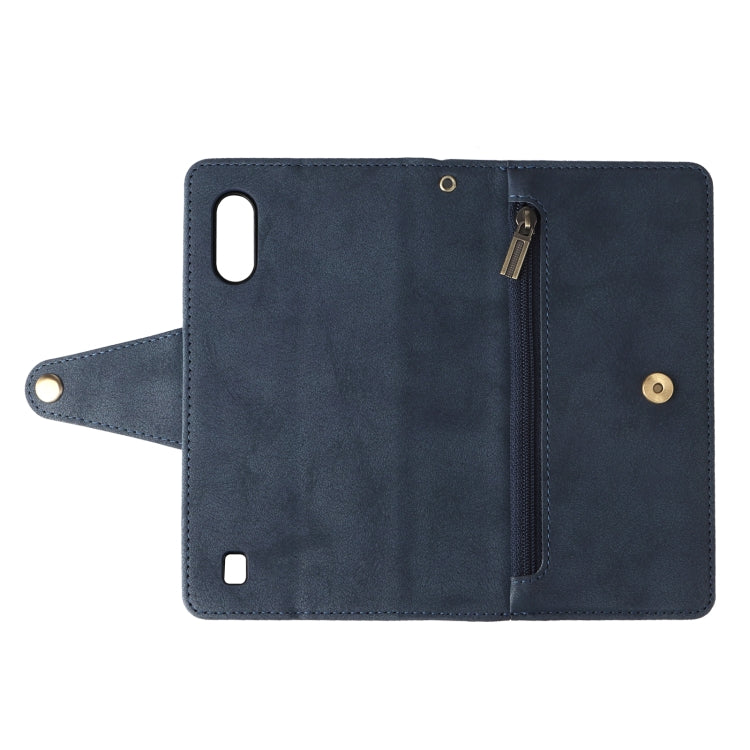 For Samsung Galaxy A01 EU Version Rivet Buckle 9 Cards Three Fold Leather Phone Case