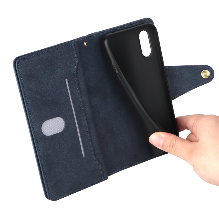 For Samsung Galaxy A01 EU Version Rivet Buckle 9 Cards Three Fold Leather Phone Case